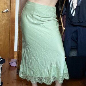 MINT GREEN SATIN AND LACE SKIRT